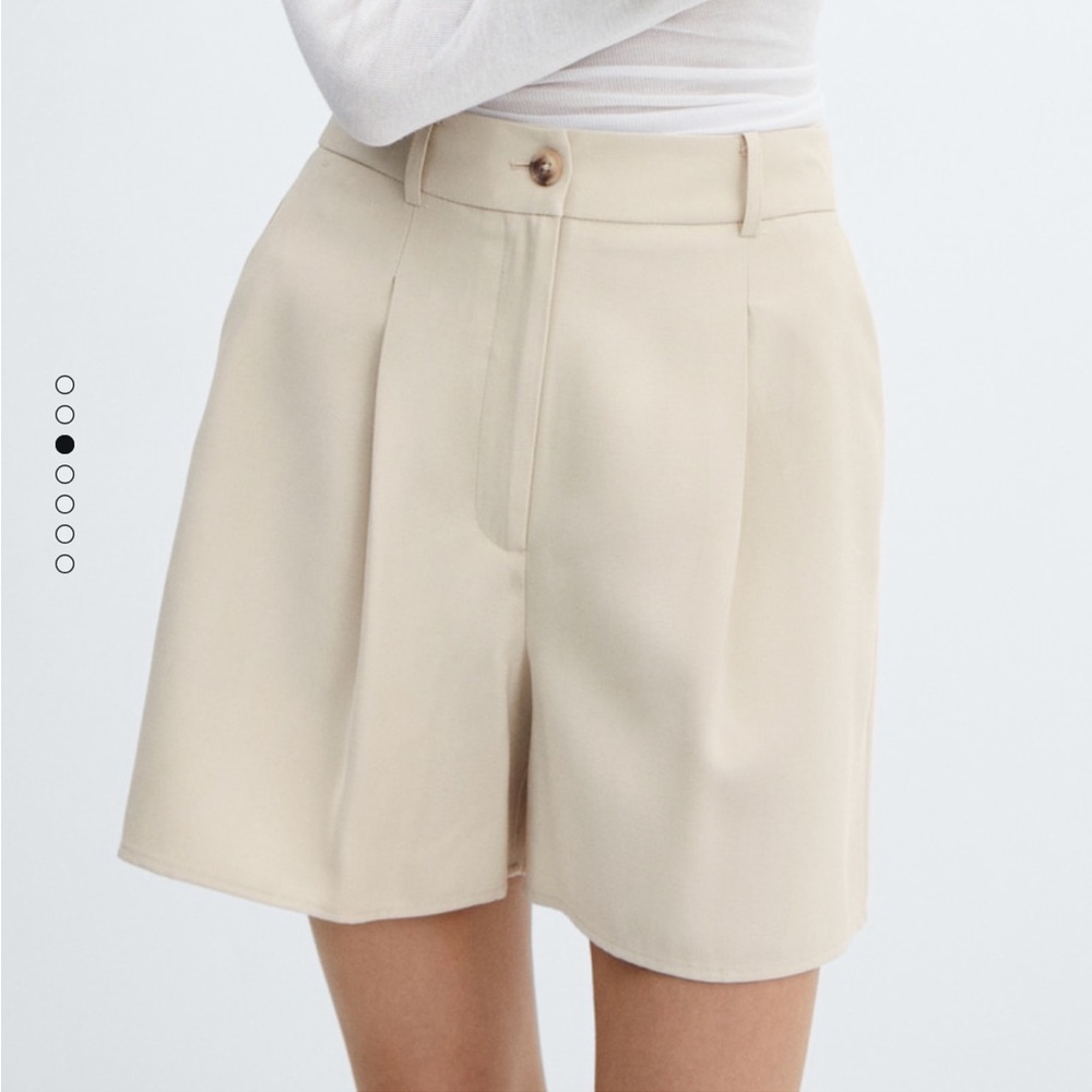 Mango Pleated High Waist Shorts